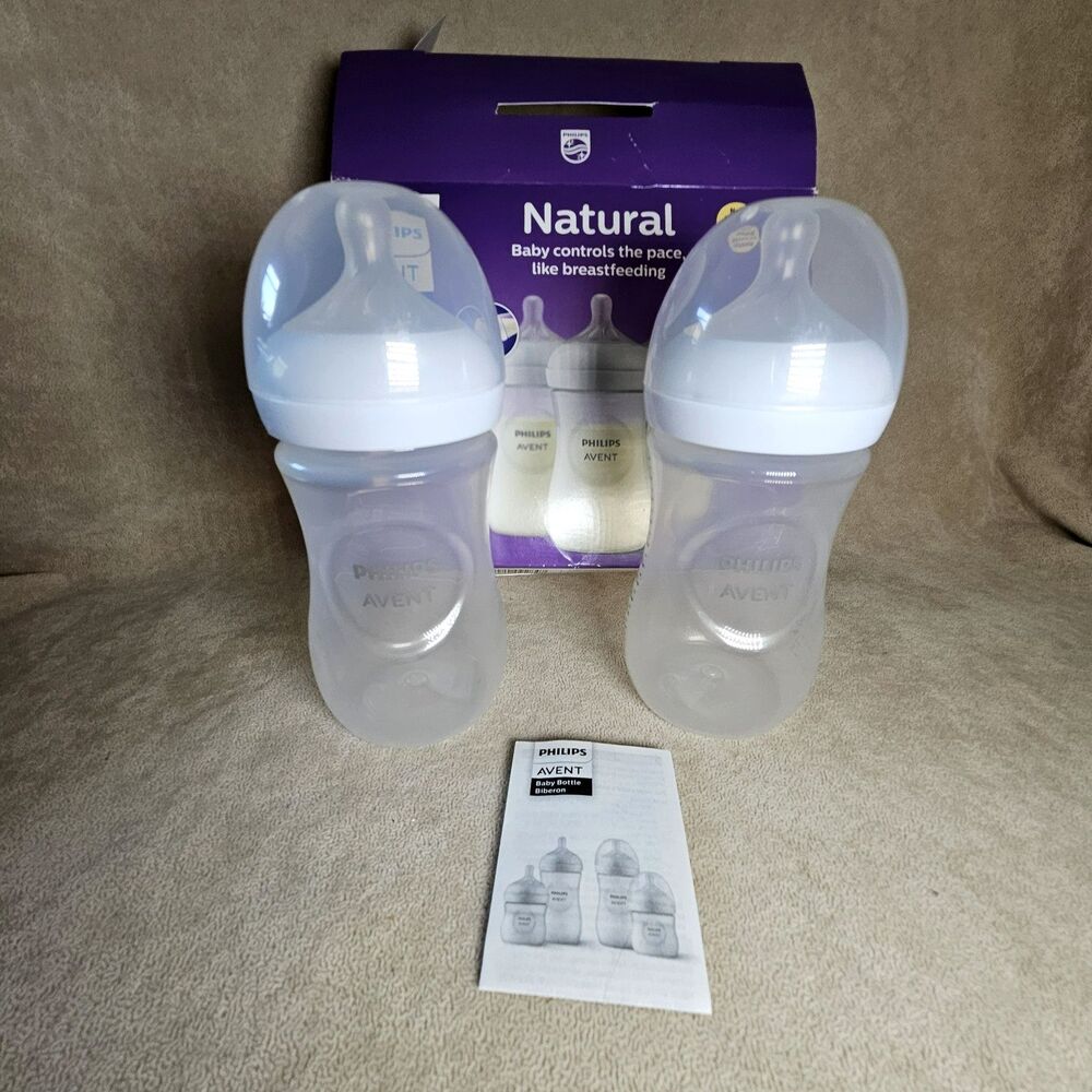 Philips Avent Natural Baby Bottles 9 oz 260 ml 2 Pack 3-6m Medium Flow BPA Free